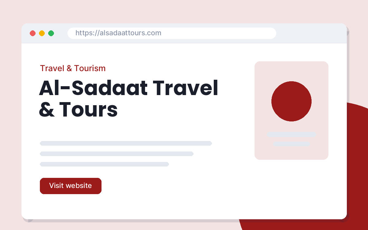 Home page of the Al-Sadaat Travel & Tours website