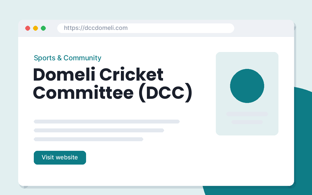 Home page of the Domeli Cricket Committee (DCC) website